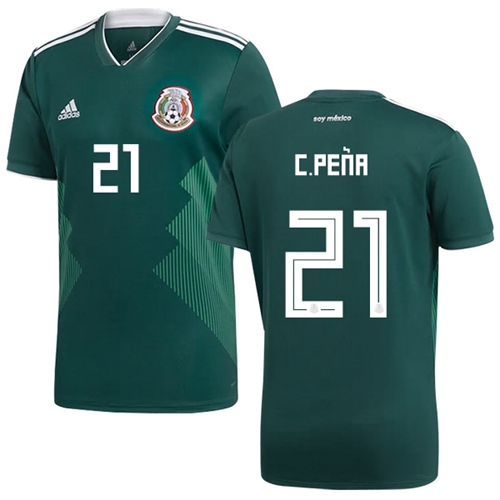 Mexico #21 C.Pena Green Home Soccer Country Jersey